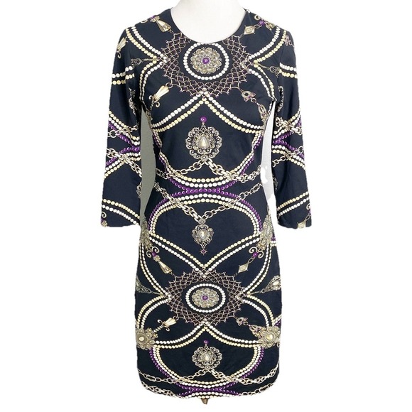J McLaughlin‎ Sophia Catalina Cloth Dress  Chains Cocktail Edgy Artsy  Party S - Picture 1 of 3